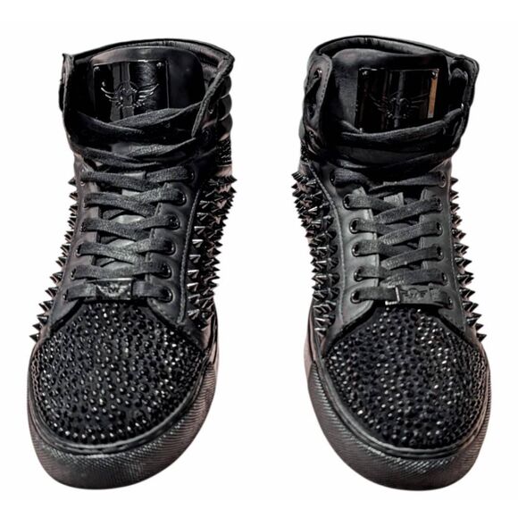 FERRARI MASSARI Studded Black Leather Hi Top Sneaker Size 1oUS/EUR43 main image 10